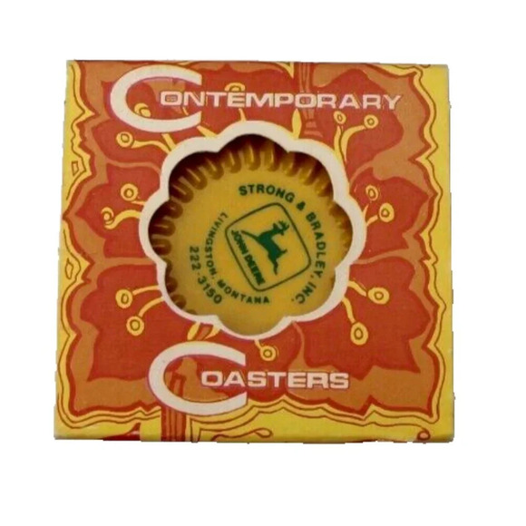 Vtg 4 Plastic Strong & Bradley INC. John Deer Beverage Coaster Advertising NOS - Picture 1 of 1